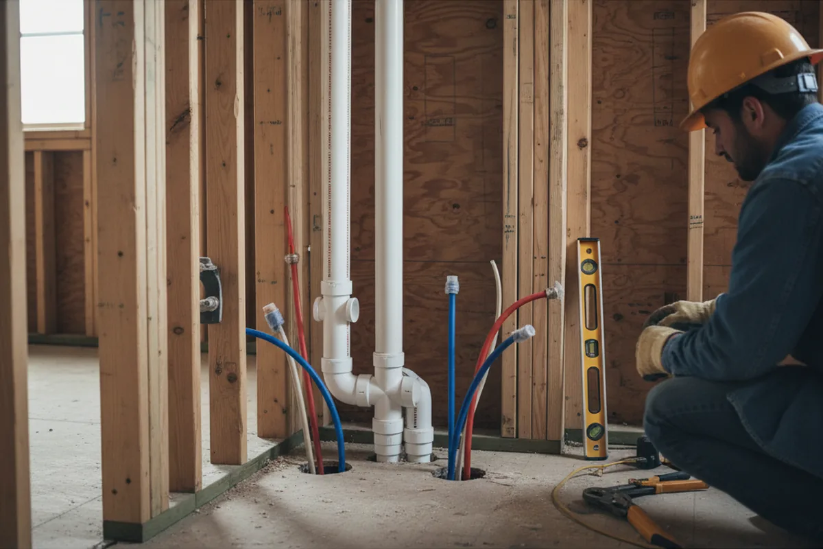 Drain and supply rough-in during Leak Detection in Portales