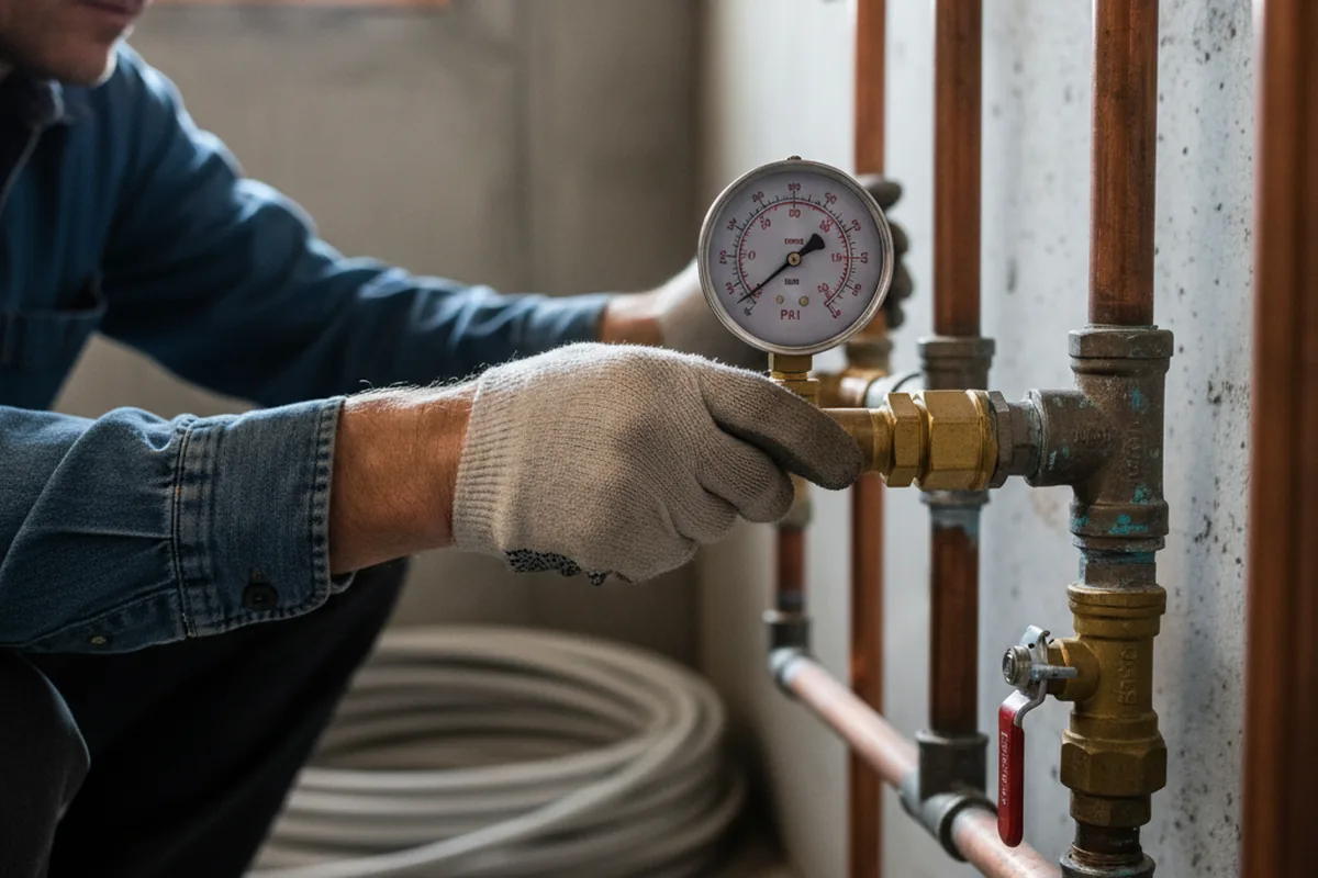 Pressure testing a repaired line during Water Line Repair in Portales